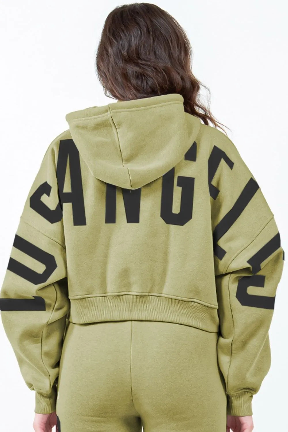 Stylish Cropped Hoodie with Graphic Letter Design