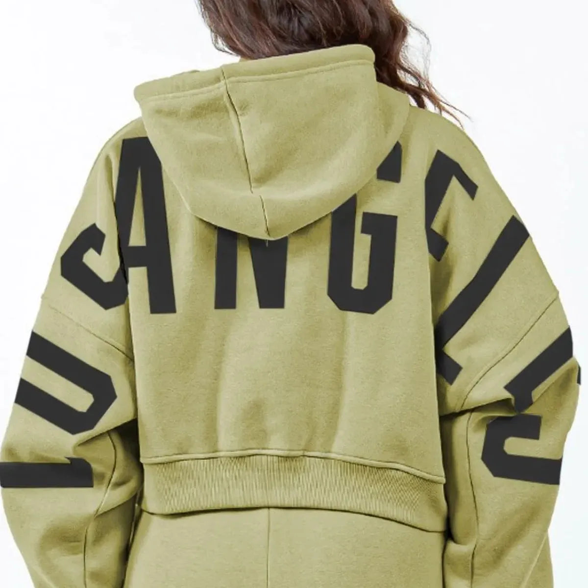 Stylish Cropped Hoodie with Graphic Letter Design