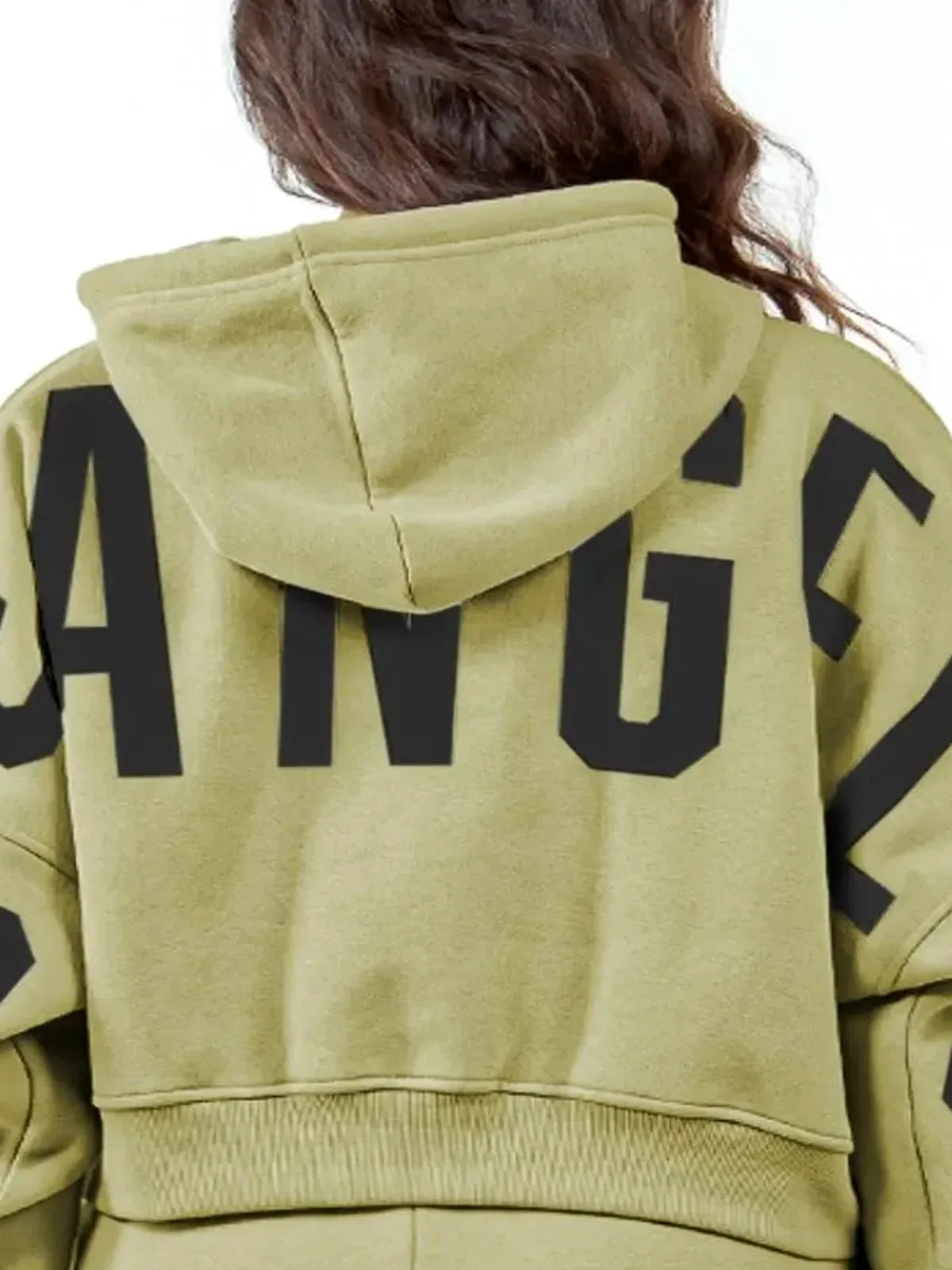 Stylish Cropped Hoodie with Graphic Letter Design