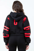 Stylish Graphic Long Sleeve Cropped Hoodie with Drawstring